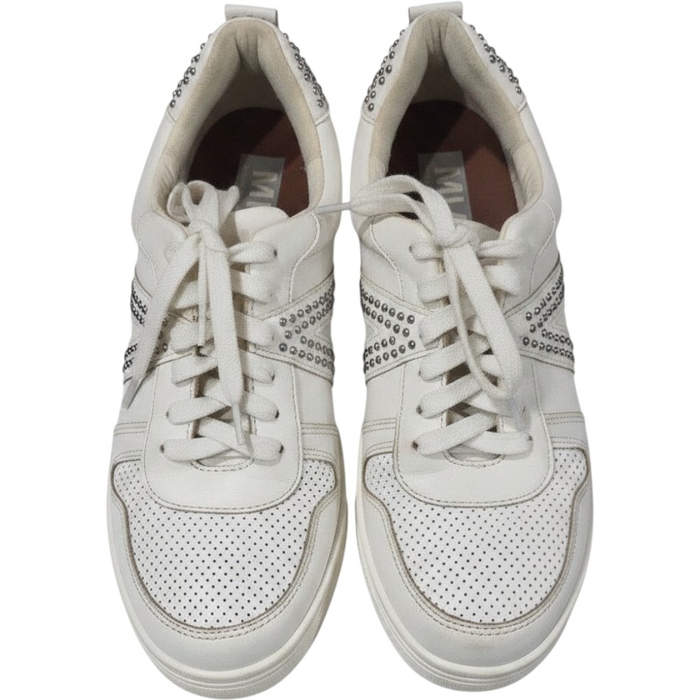 MIA White Sneakers with Silver Studs
